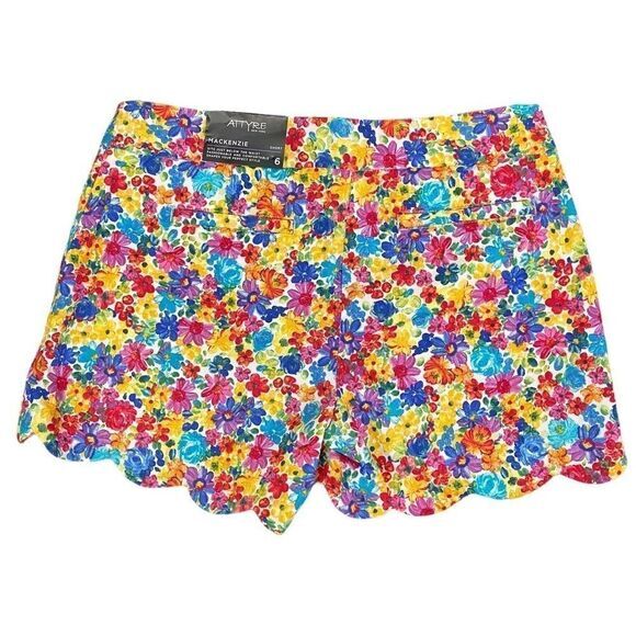 Attyre Mackenzie bright floral scalloped‎ shorts size 6 - Picture 4 of 5